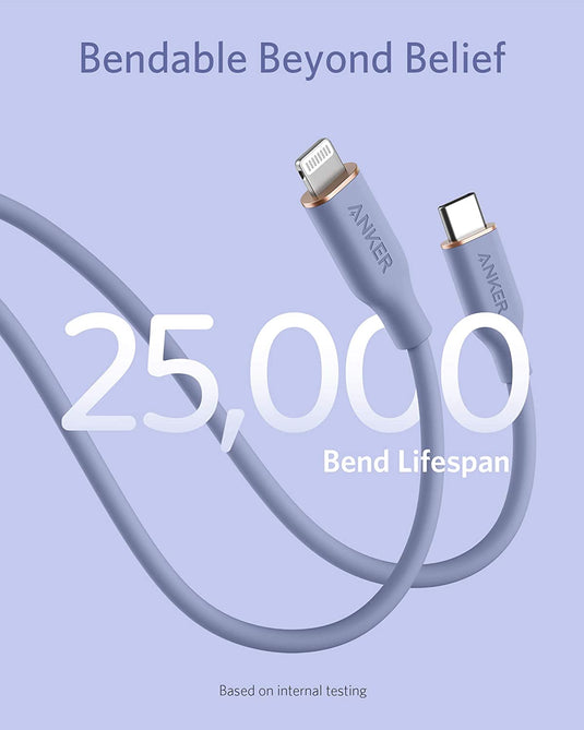 Anker <b>641</b> USB-C to Lightning Cable (Flow, 3 ft Silicone)