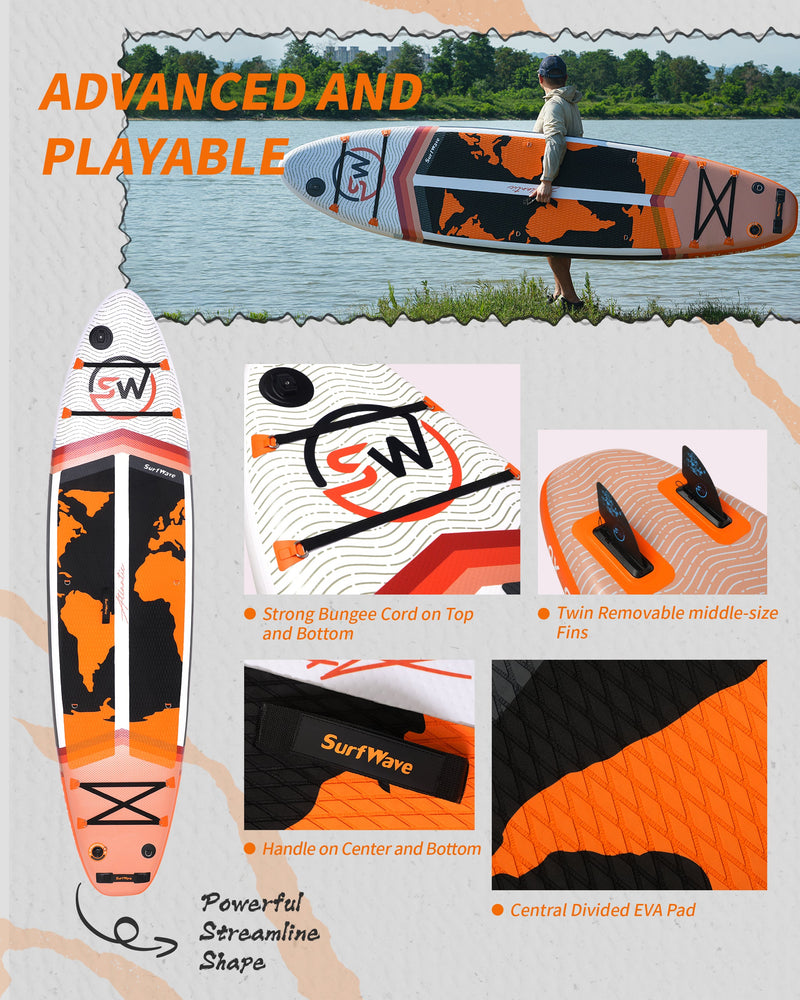 Load image into Gallery viewer, Pro Inflatable SUP Board,stand up paddle board 11ft All-Around inflatable stand up Paddle Board - Military-Grade for Surfing &amp; Expedition, Includes Carbon Paddle &amp; Pro Pump
