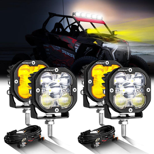 3 Inch 80W 9600LM LED Pods Lights White&Amber for ATV UTV SIDE BY SIDE 4X4