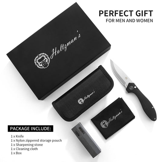 The Vector Folding Pocket Knife Giftset for Men and Women (Black and Silver)