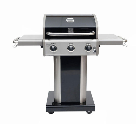 3 Burner Pedestal Gas Grill - Black