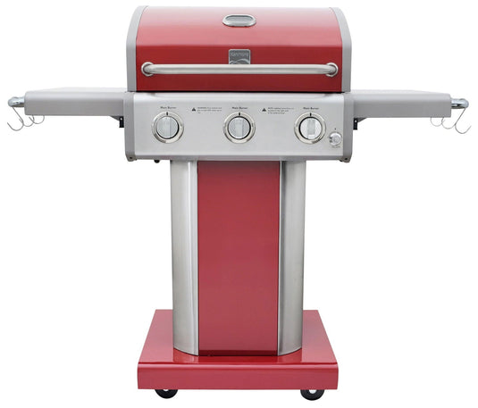 3 Burner Pedestal Gas Grill - Red
