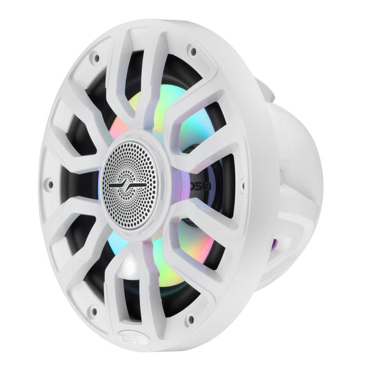 NXL 7.7” 2-Way Coaxial Marine Speaker with Bullet Tweeter, Digital LED Lights & White Deck LED | 175W RMS 4-Ohm