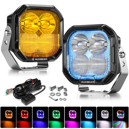 Color Play Series 3 Inch 116W RGB LED Pod Lights Combo Off Road Lights With 8 Backlight Options