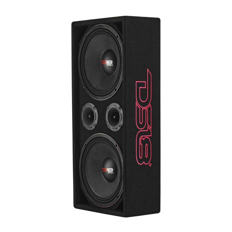 Load image into Gallery viewer, Loaded Voceteo Enclosure with Dual 10" Mids, Dual 3.78" Tweeters, Amplifier &amp; Speakon Cable

