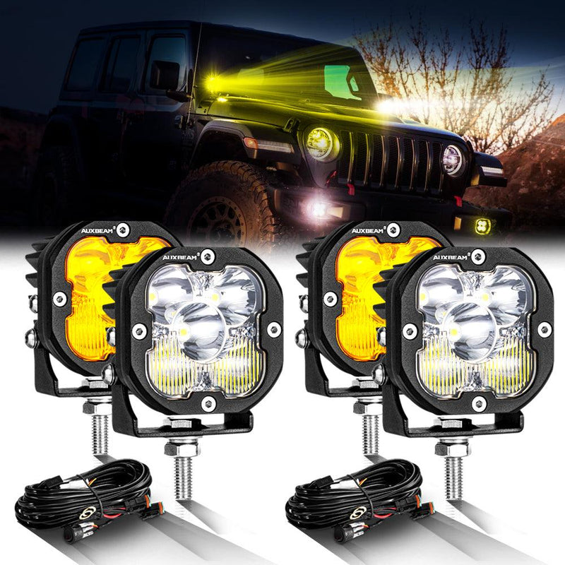 Load image into Gallery viewer, 3 Inch 80W 9600LM LED Pods Lights White&amp;Amber for JEEP

