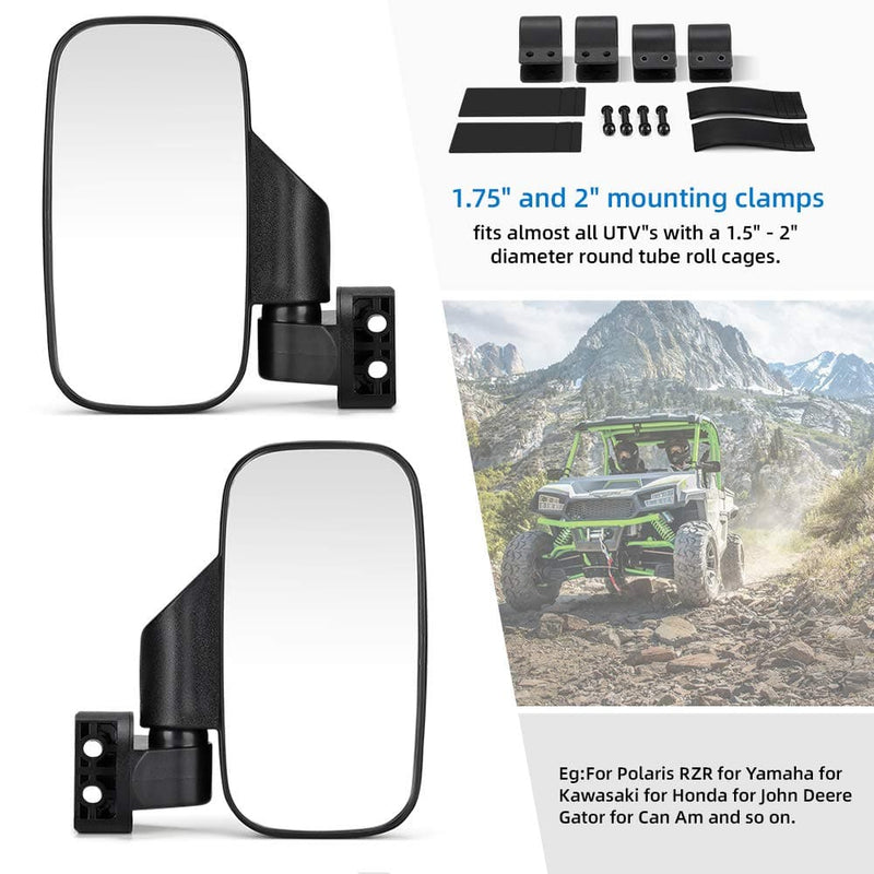 Load image into Gallery viewer, UTV Adjustable Rear View Mirror &amp; Side Mirrors for 1.75"-2" Round Tube
