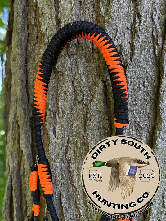 Black & Orange Paracord Duck Call Lanyard – 4 Drop Removable Loops | Waterfowl Hunting Gear