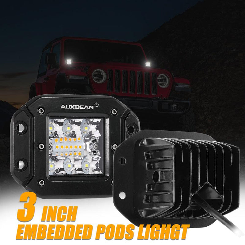 Load image into Gallery viewer, (2pcs/set) 3 inch 72W 6 Modes White&amp;Amber LED Working Light for SUV ATV UTV Trucks Pickup Boat
