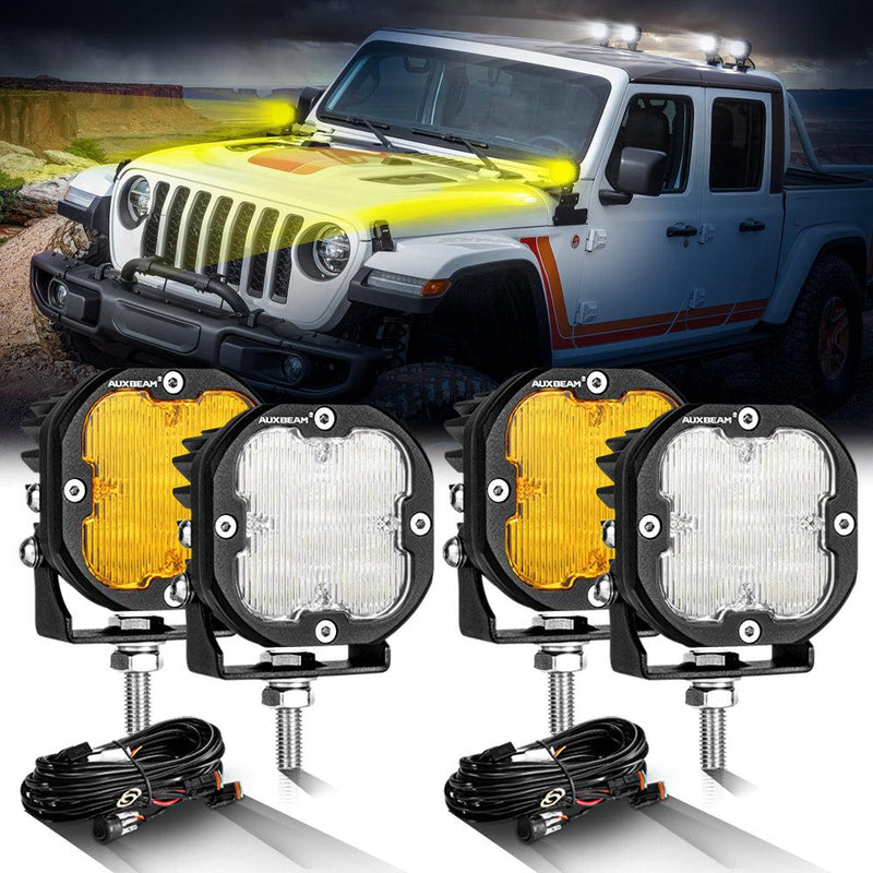Load image into Gallery viewer, 3 Inch 80W 9600LM LED Pods Lights White&amp;Amber for JEEP
