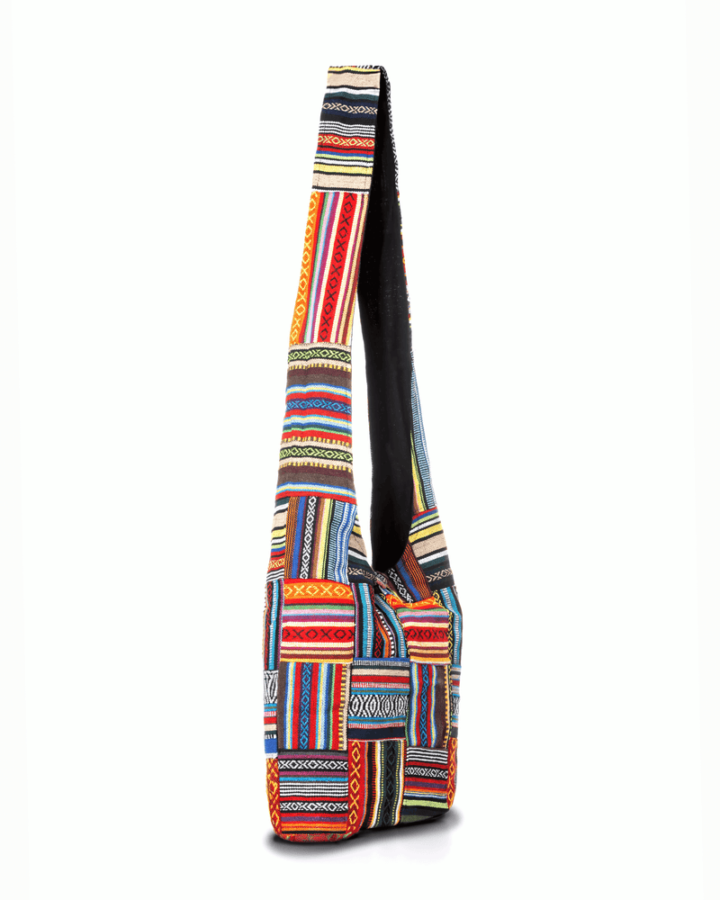Load image into Gallery viewer, Kathmandu Collection Patchwork Striped Hobo Bag
