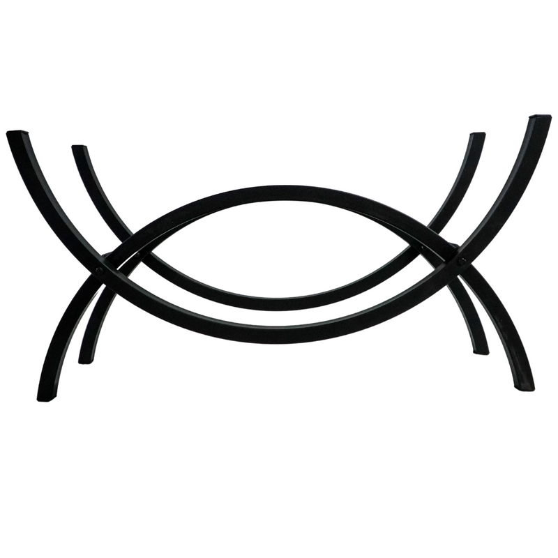 Load image into Gallery viewer, 3 ft Crescent Steel Firewood Rack Black Indoor or Outdoor
