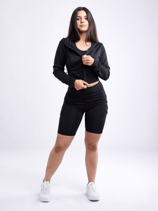 JupiterGear High-Waisted Workout Shorts with Pockets & Criss Cross Design