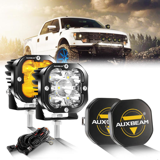 3 Inch 80W 9600LM LED Pods Lights White&Amber for FORD