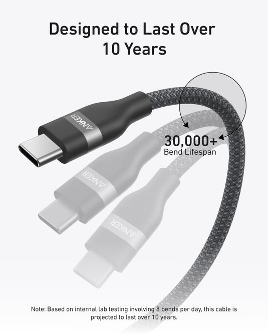 Anker USB-C to USB-C Cable (3 ft / 6 ft, 240W, Upcycled-Braided)