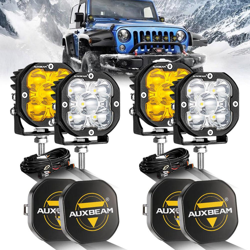 Load image into Gallery viewer, 3 Inch 80W 9600LM LED Pods Lights White&amp;Amber for JEEP
