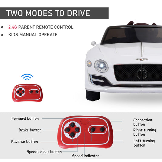 Licensed 12V Bentley Ride On Car for Kids with Parent Remote Control - Black
