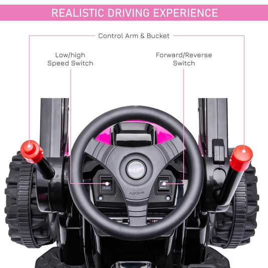 Excavator 6V Battery Tractor with Music and Headlight for Kids' Riding Fun