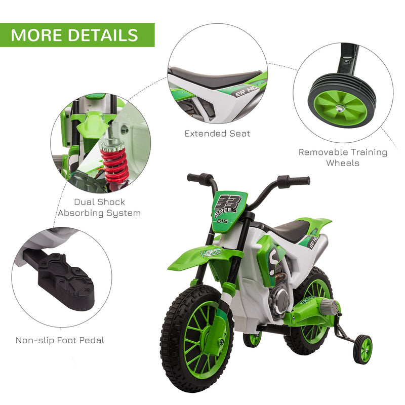 Load image into Gallery viewer, 12V Rechargeable Dirt Bike Toy with Training Wheels - Perfect for Little Riders!
