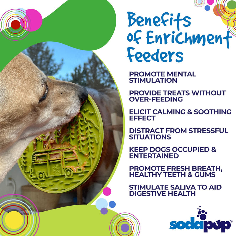Load image into Gallery viewer, Camp eMat - Enrichment Lick Mat For Dogs and Cats - with Suction Cups | Retro Van Design | USA Made
