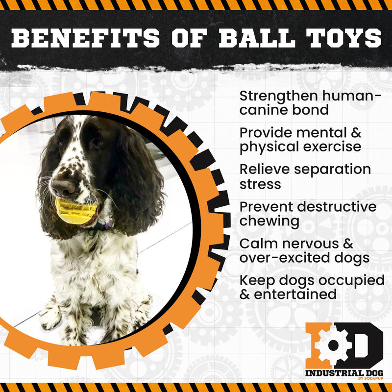 Load image into Gallery viewer, Industrial Dog Ball Rubber Chew Toy for Heavy Chewers | Yellow | USA Made | SodaPup
