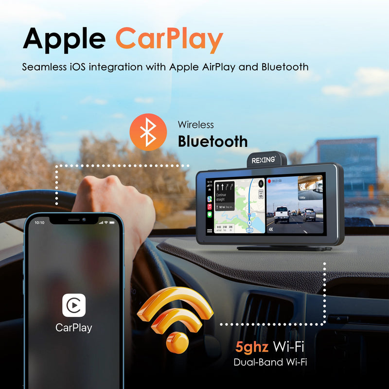 Load image into Gallery viewer, Rexing CP DUO 686 Wireless Apple CarPlay &amp; Android Auto Display with 4K Dash Cam (Open Box)
