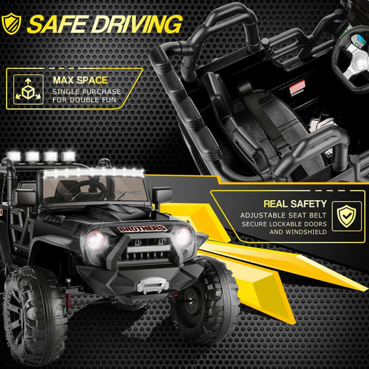 400W 2-Seater Electric Jeep for Kids with LED Lights and 24V Power