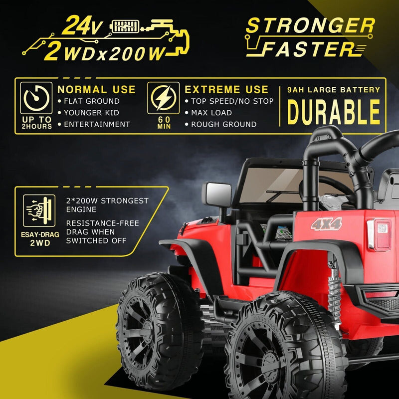 Load image into Gallery viewer, 400W 2-Seater Electric Ride-On Jeep for Kids with LED Lights and 24V Battery
