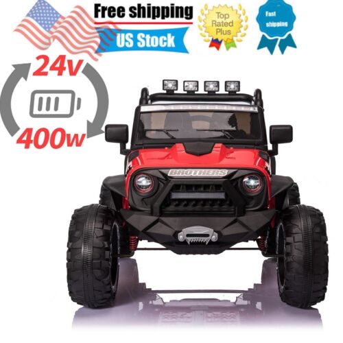 400W 2-Seater Electric Ride-On Jeep with LED Lights, MP3 Player, and Remote Control for Kids (24V)