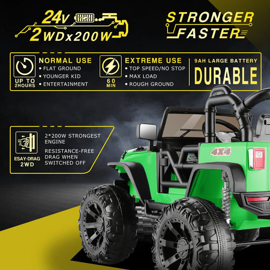 400W 2-Seater Electric Ride-On Truck with LED Lights for Kids (24V)