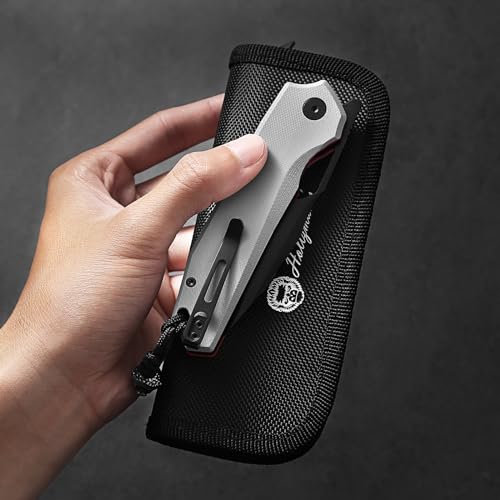 Load image into Gallery viewer, The Sentinel Folding Knife Giftset (black blade+dark grey/red liner G10 handle)

