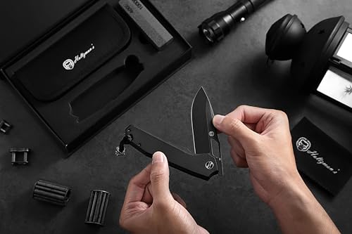 Load image into Gallery viewer, The Sentinel Folding Knife Giftset (black stonewashed blade+black G10 handle)
