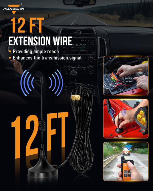 3.6m/12ft Antenna with Magnetic Base for Wireless Remote Control Switch Panel RC-800/AC-800/AC-1200/AS-400/AS-600/AS-800