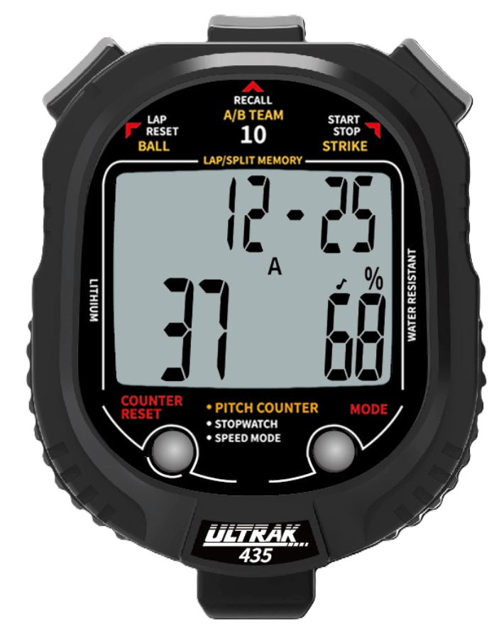 Load image into Gallery viewer, ULTRAK 435 Pitch Counter With Strike Percentage &amp; Pitch Speed Monitor - 10 Memory Stopwatch
