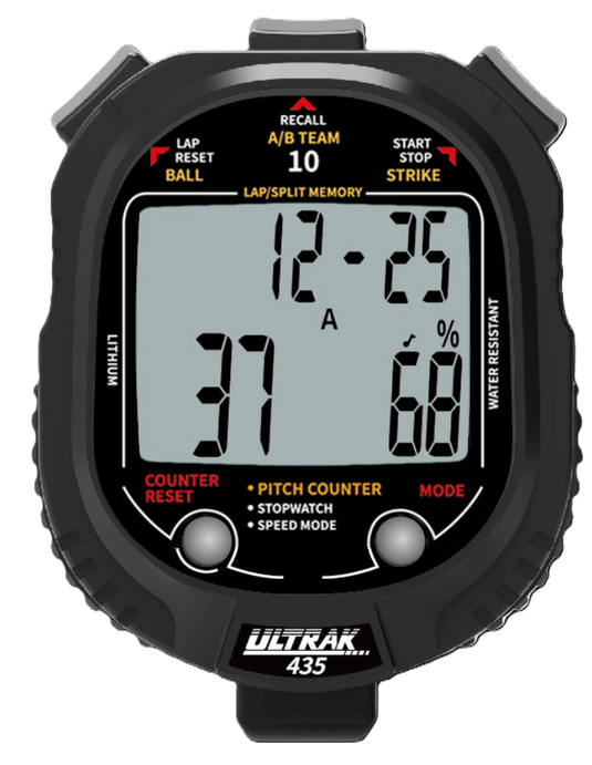 ULTRAK 435 Pitch Counter With Strike Percentage & Pitch Speed Monitor - 10 Memory Stopwatch