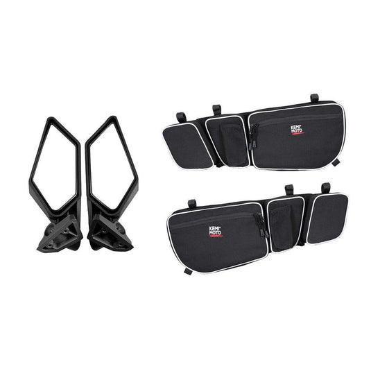 Rear View Side Mirrors & Door Strorage Bags for Can Am Maverick X3