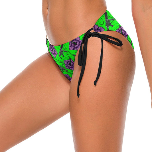 High Capacity Hibiscus Neon Green Bikini Briefs