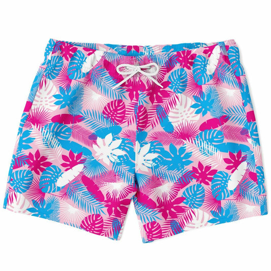 Rad Palm Neon Jungle Pink Men's Swim Trunks