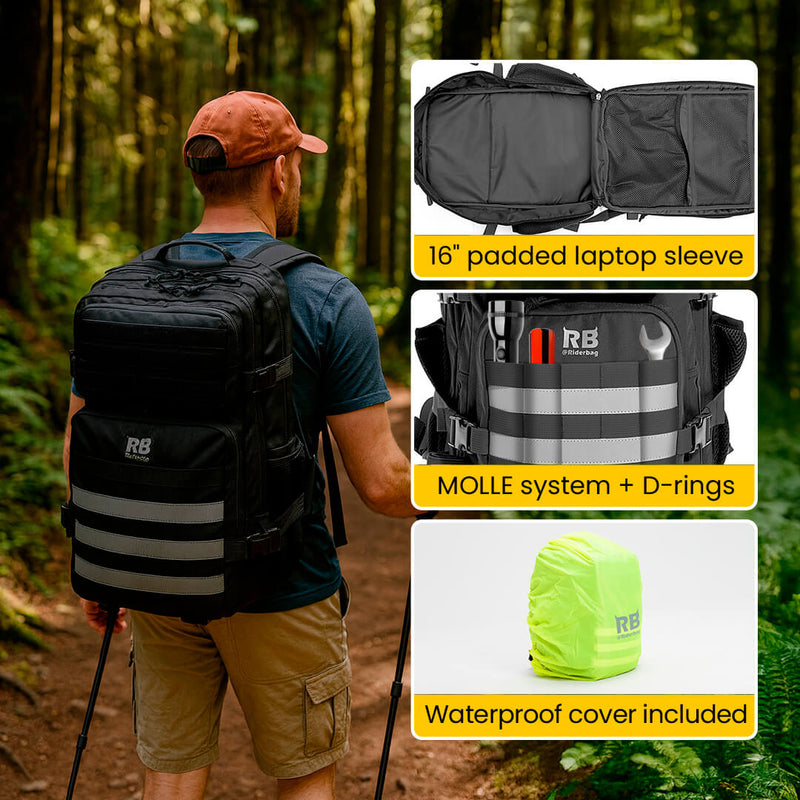 Load image into Gallery viewer, Riderbag Xtreme 45L Tactical Backpack - Black
