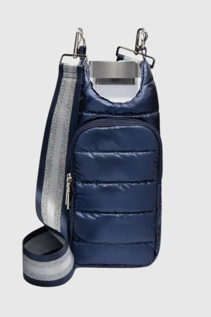 Load image into Gallery viewer, Quilted Quench Puffy Bottle Tote - METALLIC BLUE
