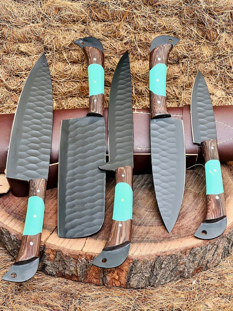 Load image into Gallery viewer, Here’s a fresh, seasonal rewrite with trending keywords and SEO-optimized structure:  Product Title: Premium Knofe Set – 13&quot; Forged Stainless Steel Blade with Wenge Wood &amp; Resin Handle + Leather Sheath
