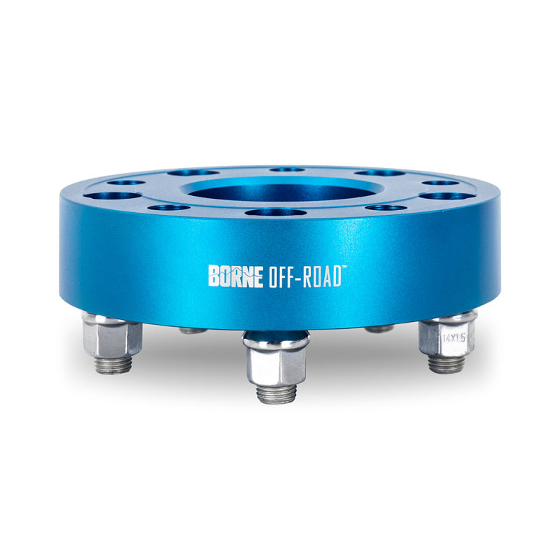 Load image into Gallery viewer, Borne Off-Road Wheel Spacers - 5x127 - 71.6 - 38.1mm - M14 - Blue
