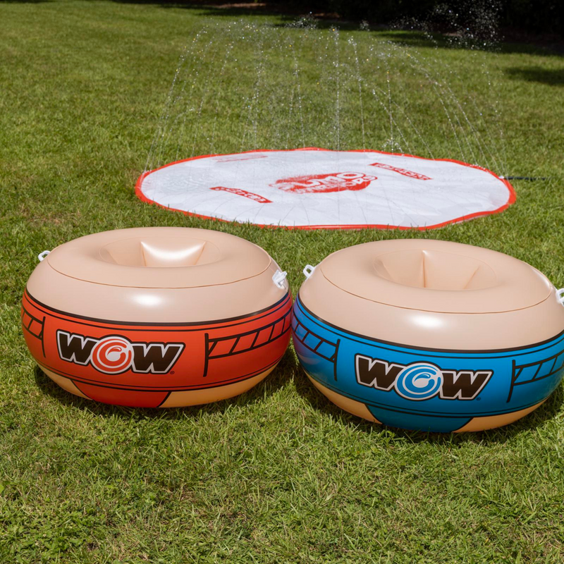 Load image into Gallery viewer, WOW Watersports 10ft Sumo Wrestling Spray Pad with 2 Sumo Belly-Bumpers
