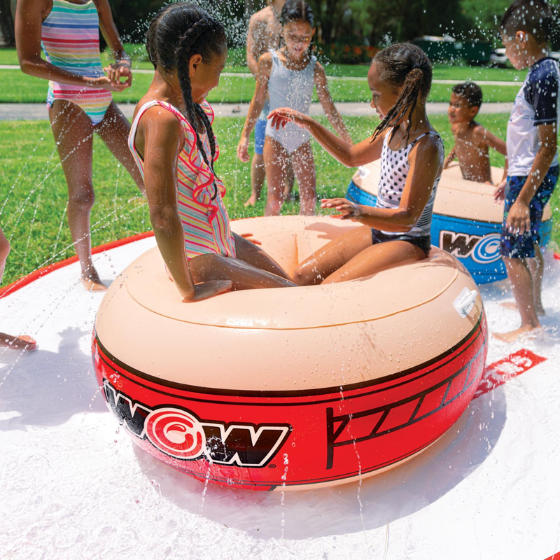 Load image into Gallery viewer, WOW Watersports 10ft Sumo Wrestling Spray Pad with 2 Sumo Belly-Bumpers
