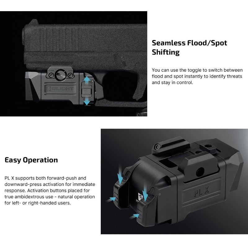 Load image into Gallery viewer, Olight PL-X Dual Beam Weapon Light 1200 Lumen USB-C Rechargeable Pistol Light
