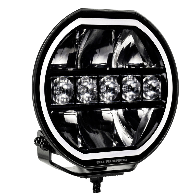 Load image into Gallery viewer, Go Rhino Xplor Blackout Series Maxline LED Hi/Low Beam w/Multi DRL (Surface Mount) 7in. - Blk
