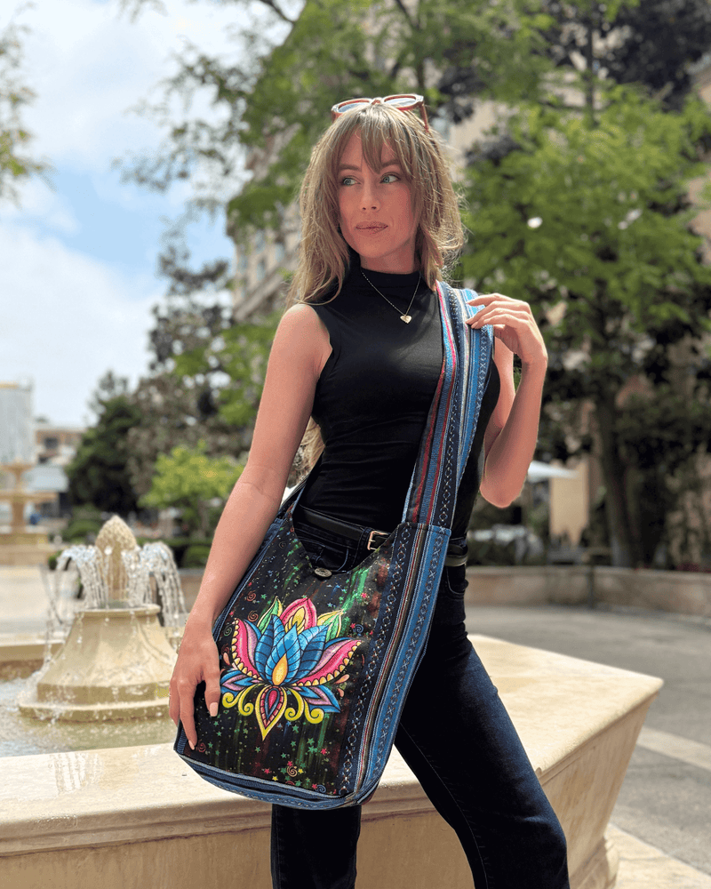 Load image into Gallery viewer, Kathmandu Collection Lotus Handmade Hobo Bag
