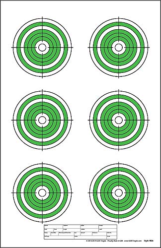 Load image into Gallery viewer, EZ2C Targets RD6: Six 4” Bullseyes Paper Shooting Target 11"x17" USA MADE
