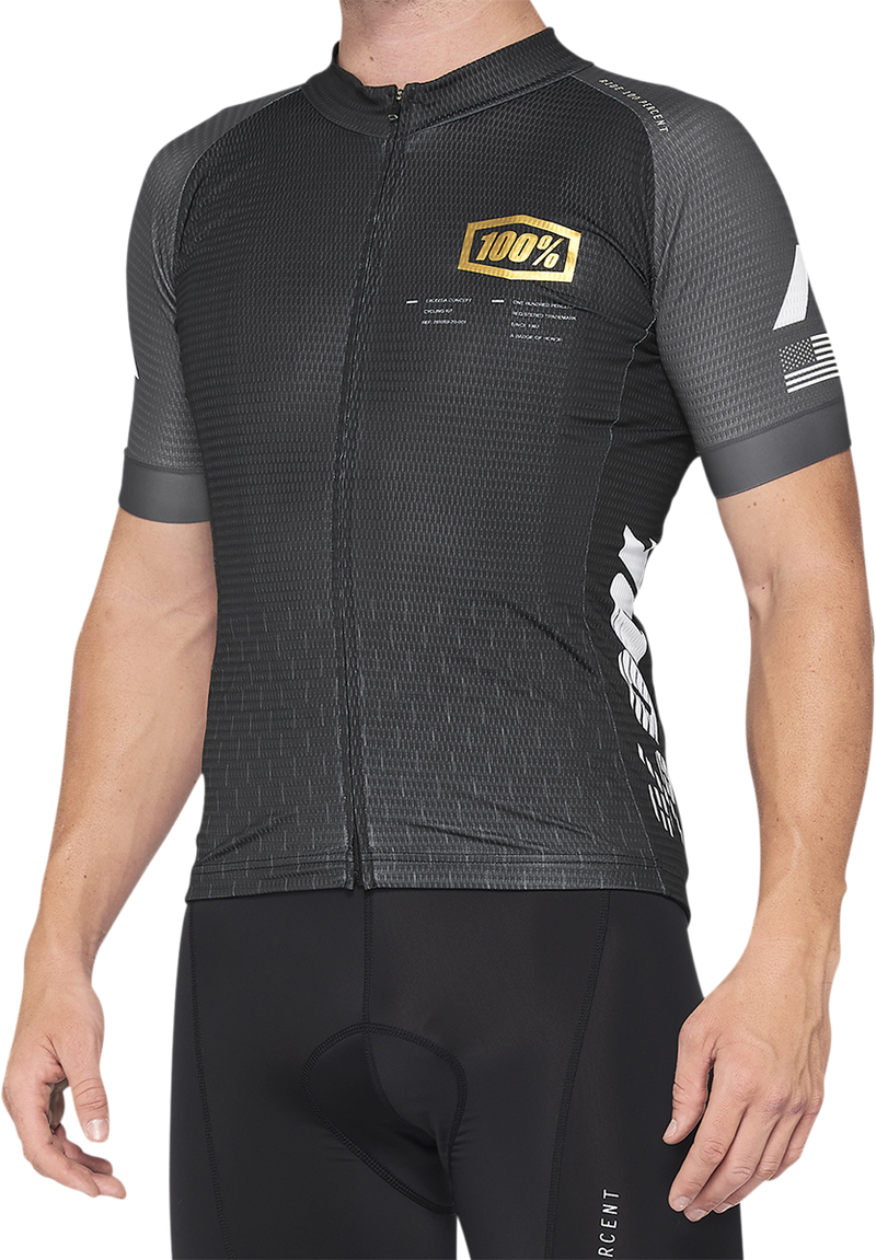 Load image into Gallery viewer, 100% Exceeda Jersey - Short-Sleeve - Black/Charcoal - Small 40051-00000
