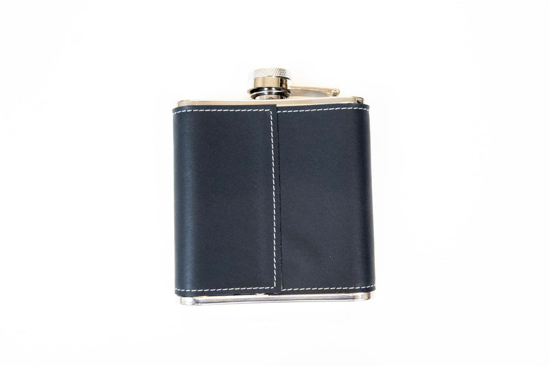 Load image into Gallery viewer, Colorado 7oz Black Leather Leak Proof Stainless Steel Hip Flask Embossed
